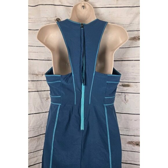 Title Nine Teal Blue Dress 8 Racer Back Golf Outdoor Nimblene Zip Back - Picture 5 of 7